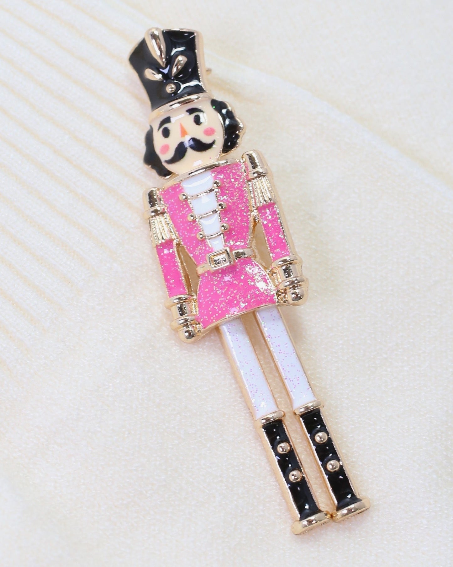 Naughty or Nice Nutcracker Brooch Pink