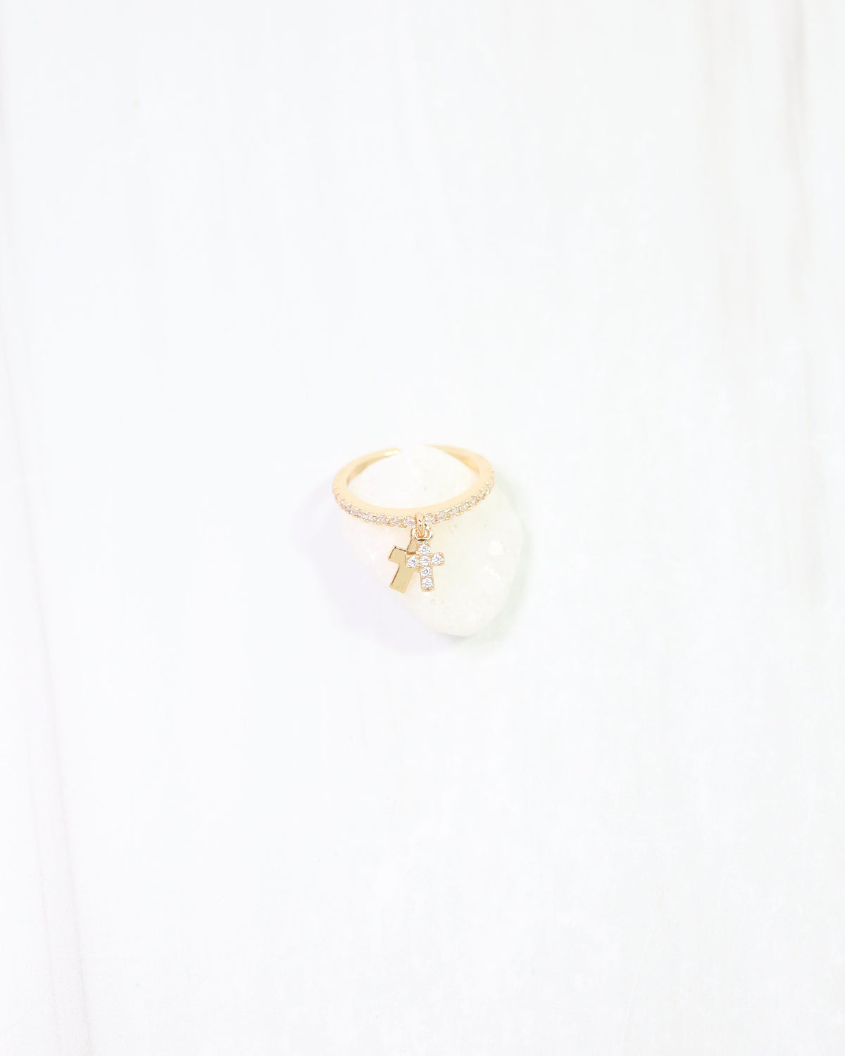 Royce Cross Adjustable Ring WP Gold