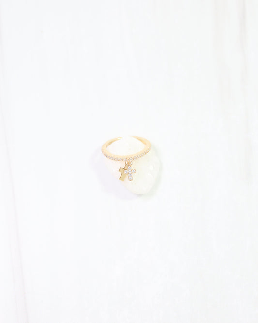 Royce Cross Adjustable Ring WP Gold