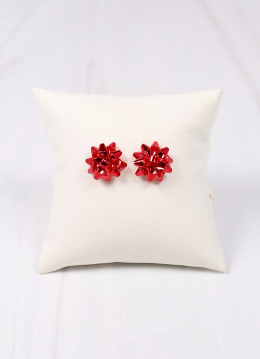 Bow Topper Earring RED