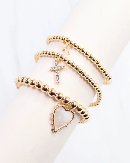 Aylin Gold Beaded Charm Bracelet Gold
