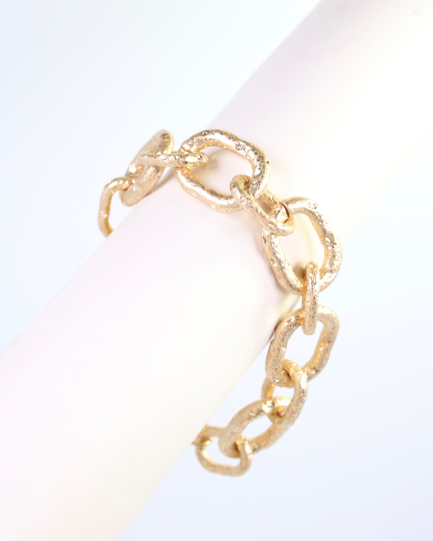 Ailani Hammered Link Bracelet Worn Gold