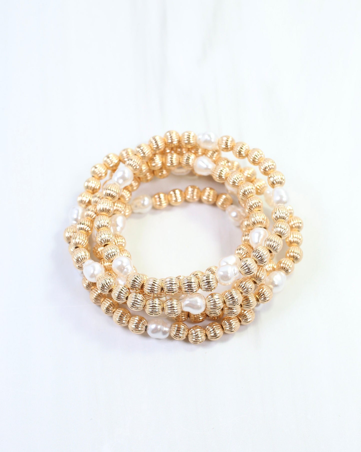 Cambria Beaded Bracelet Set Gold