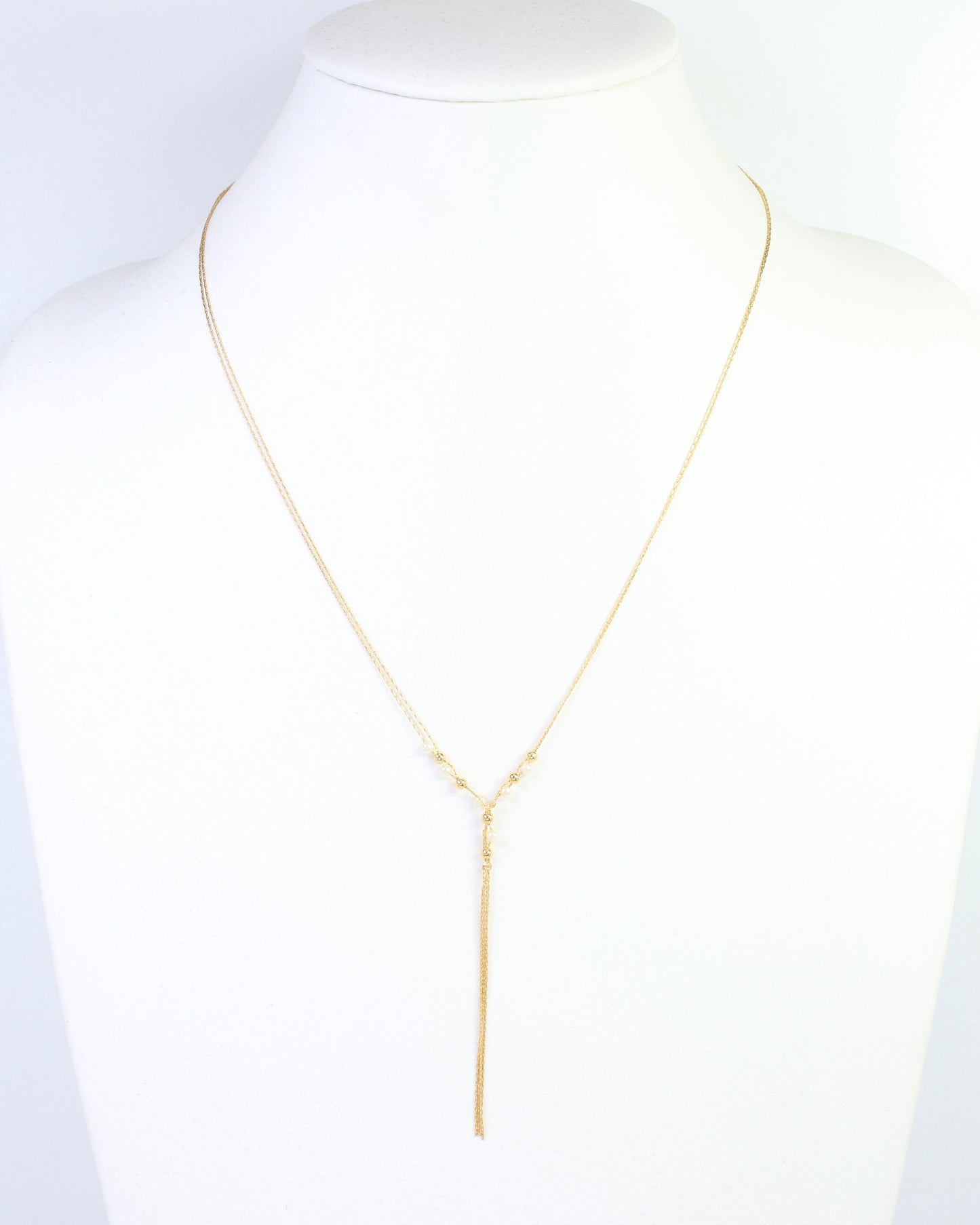 Merida Beaded Tassel Necklace Pearl