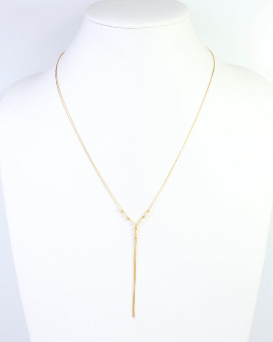 Merida Beaded Tassel Necklace Pearl