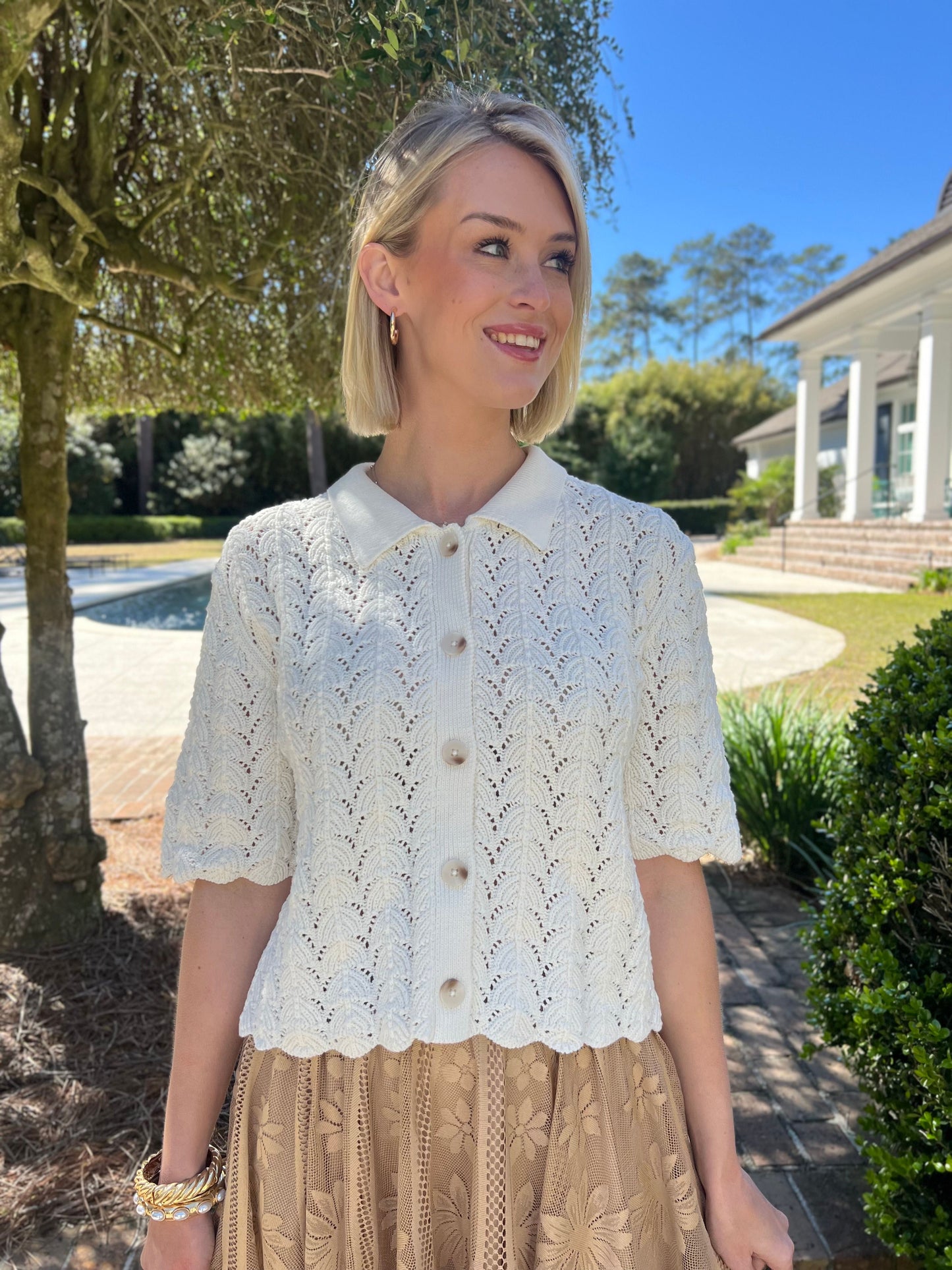 Pleasant Surprise Ivory Crotchet Cardigan