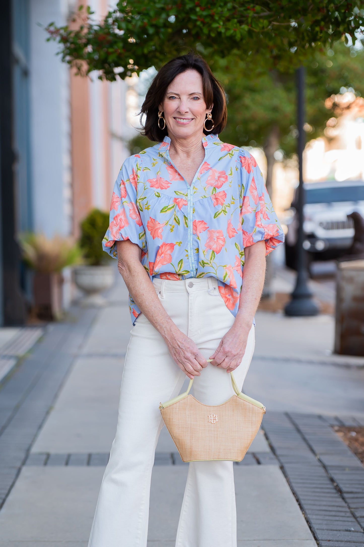 Zora Floral Print Bubble Sleeve Top