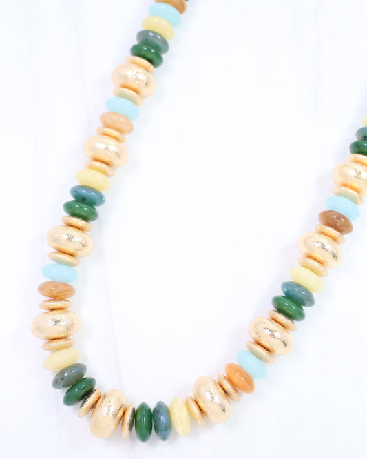 Victoria Stone Beaded Necklace Olive Multi