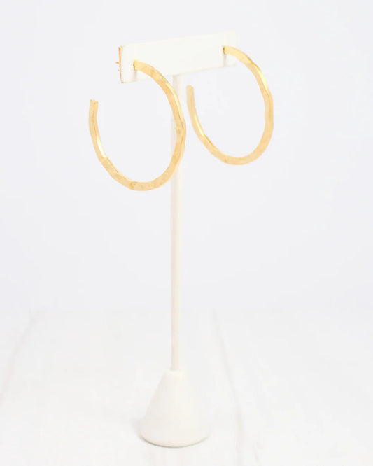 Lovett Hammered Hoop Earring Matte Gold