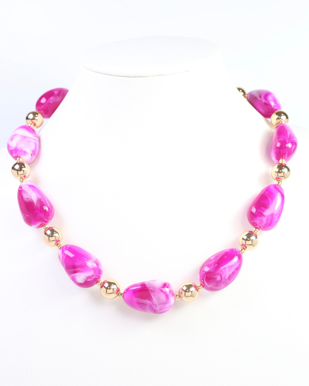 Giana Swirl Beaded Necklace Fuchsia
