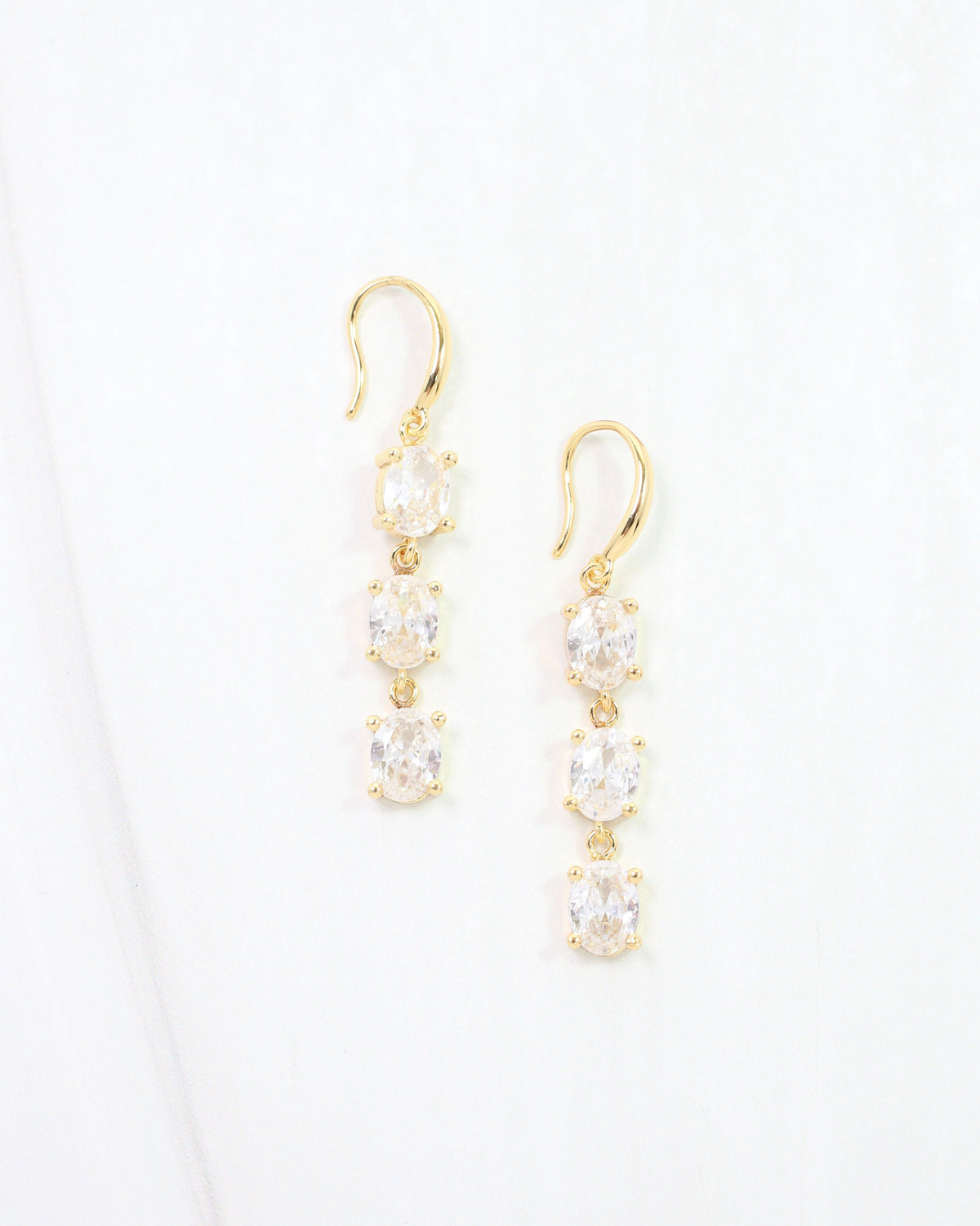 Owen Oval CZ Drop Earring WR Gold