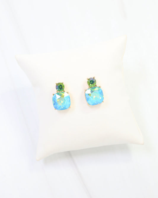 Roxanne Rhinestone Post Earring Aqua AB