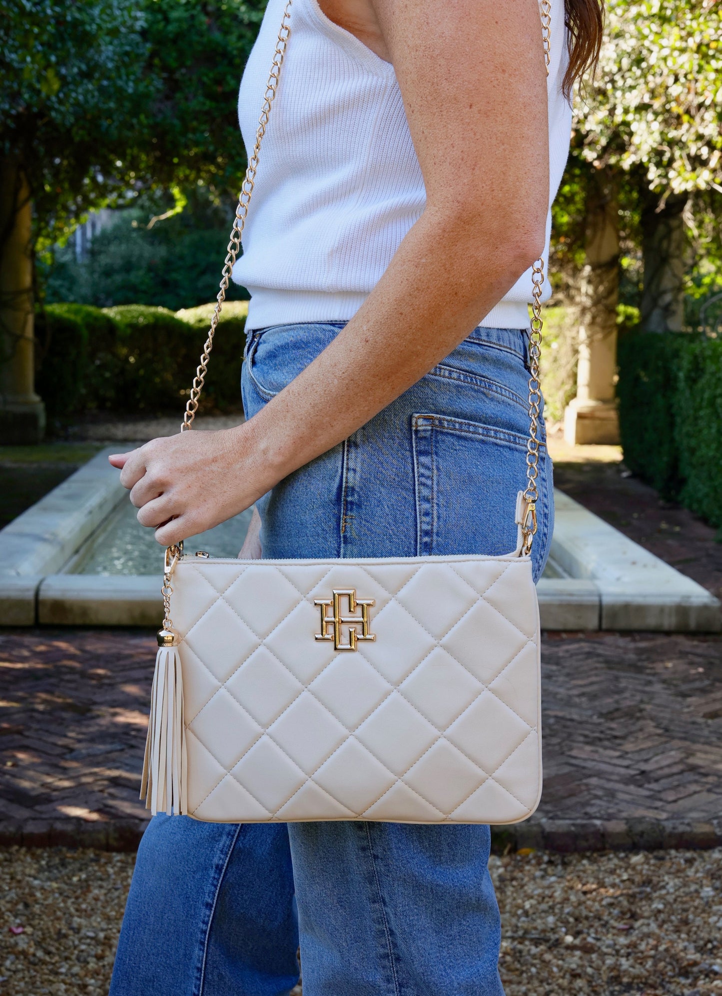 Madelyn Clutch/Crossbody CREAM QUILTED LD