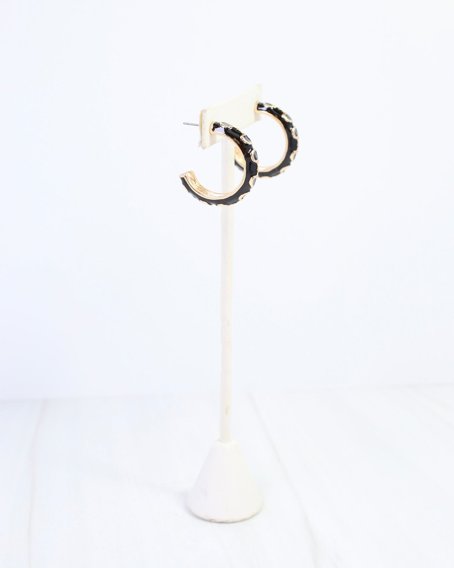 Kaylene Horsebit Hoop Earring Black