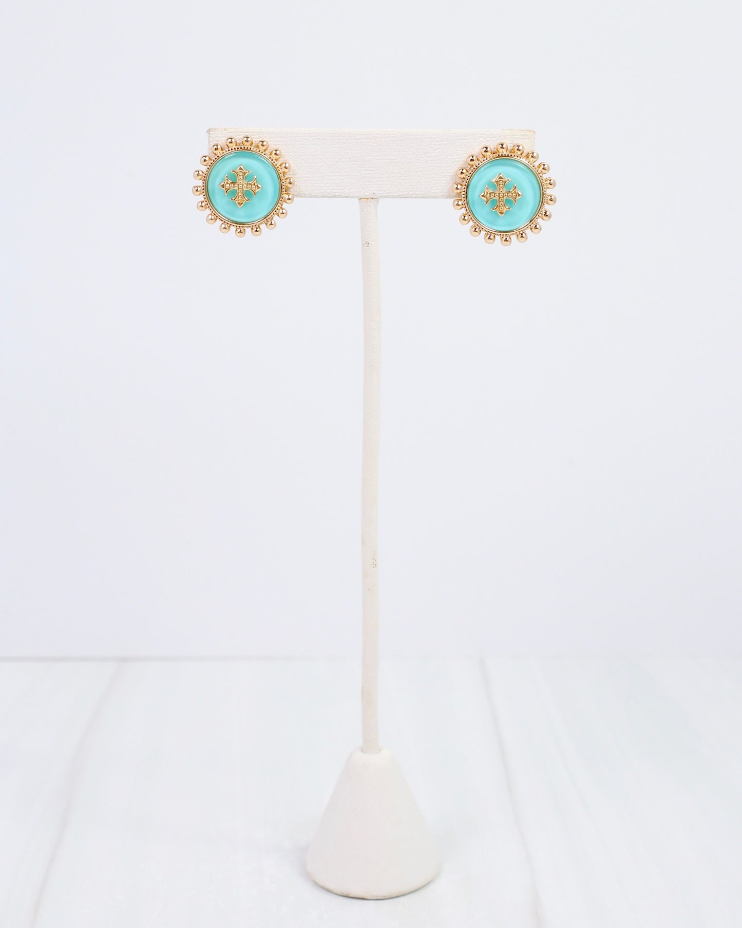 Kempsey Coin Stud Earring Turquoise