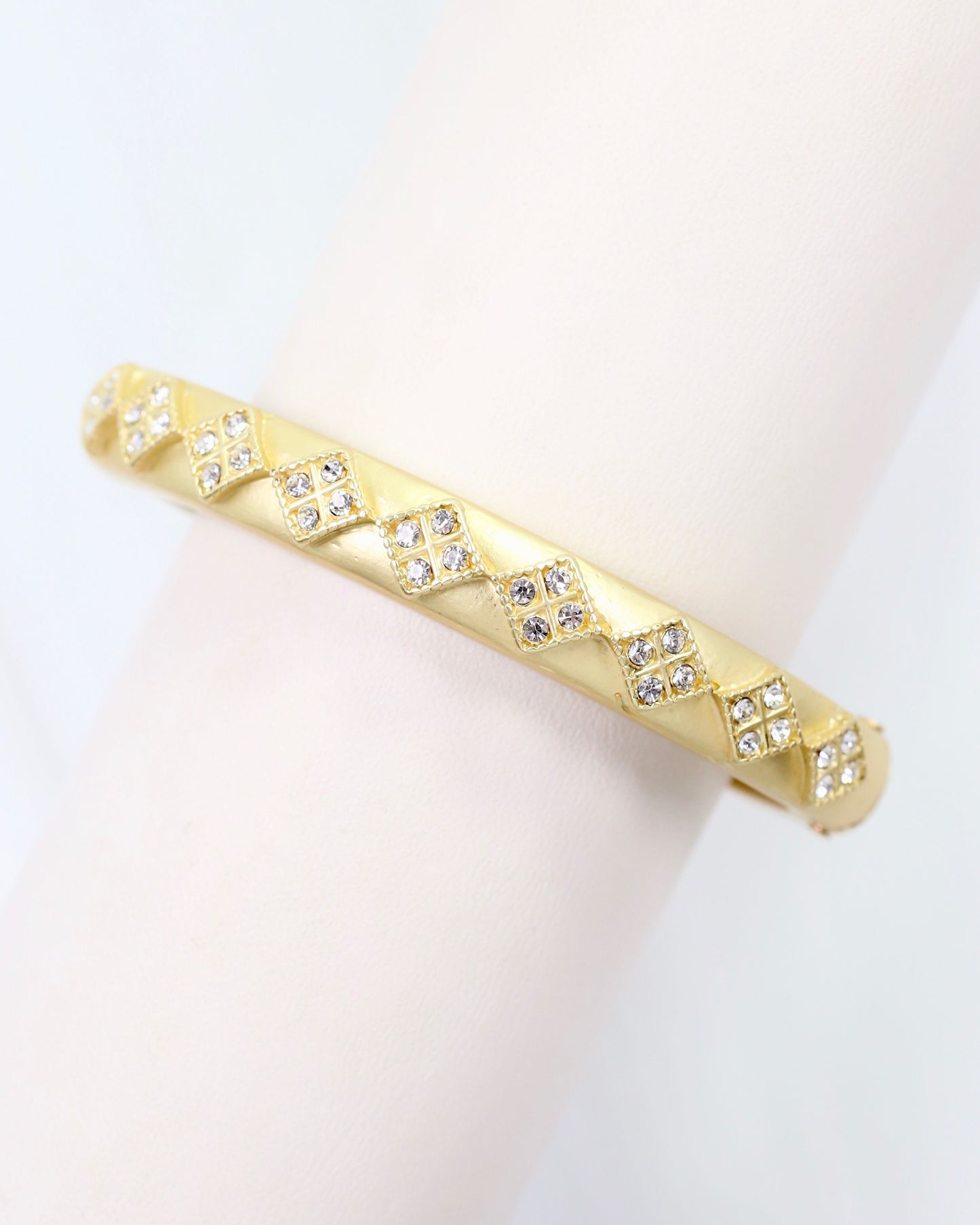 Daphne CZ Pave Bangle Bracelet Worn Gold