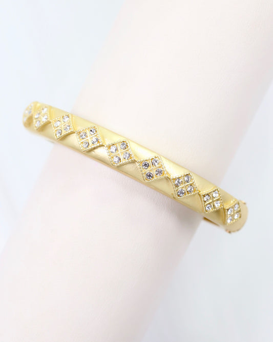 Daphne CZ Pave Bangle Bracelet Worn Gold