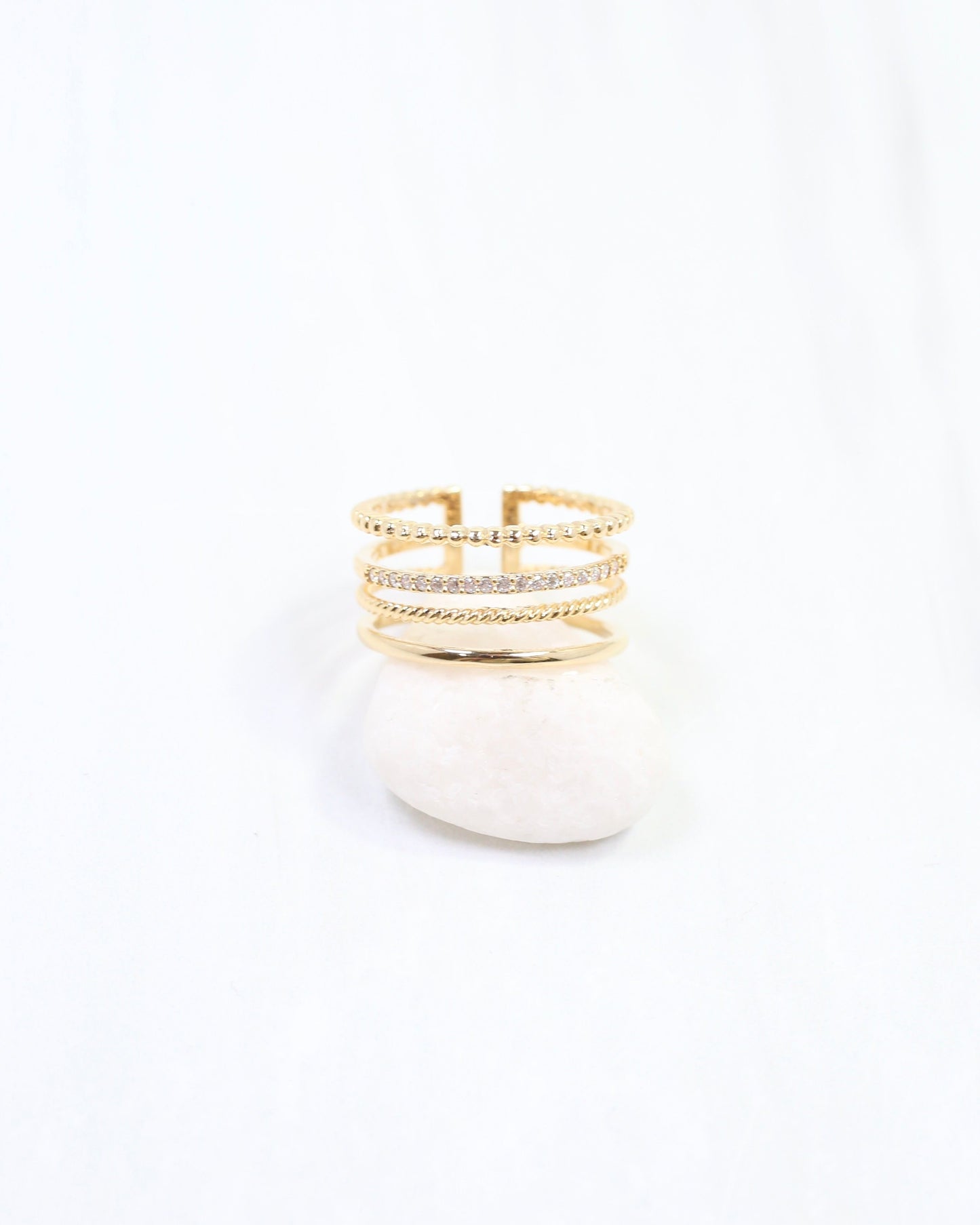 Olivia Four Row Adjustable Ring WR Gold