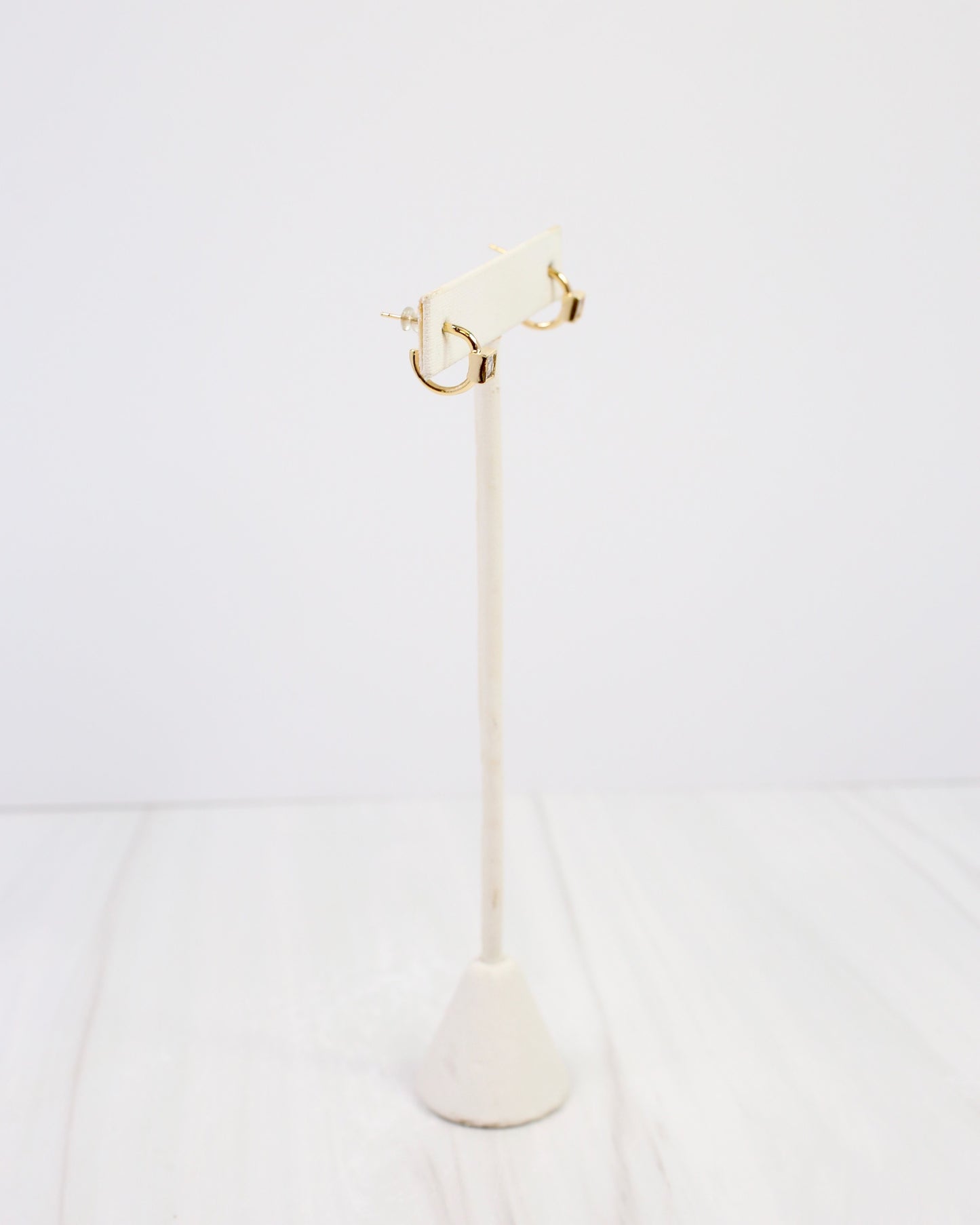 Bellevue Square CZ Hoop Earring WR Gold