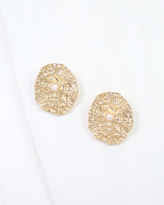 Gallipolis Pearl Textured Earring Gold