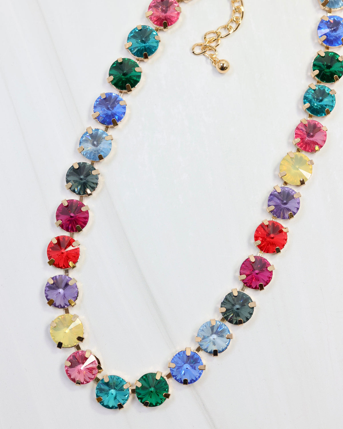 Harper Medium Rhinestone Necklace Dark Multi