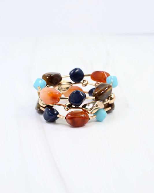 Burbank Beaded Bracelet Set Dark Multi