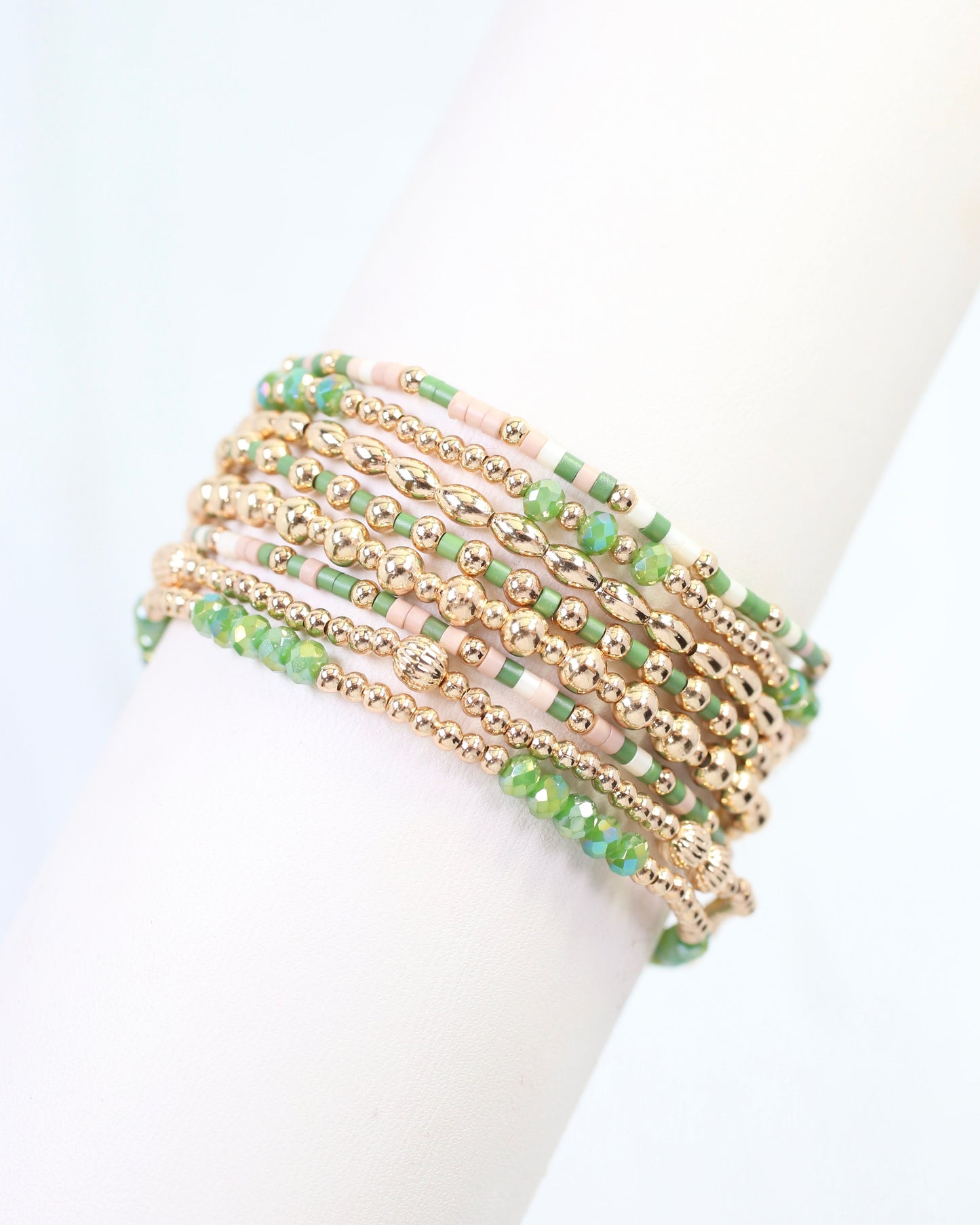 Gabriela Gold Beaded Bracelet Set Geen