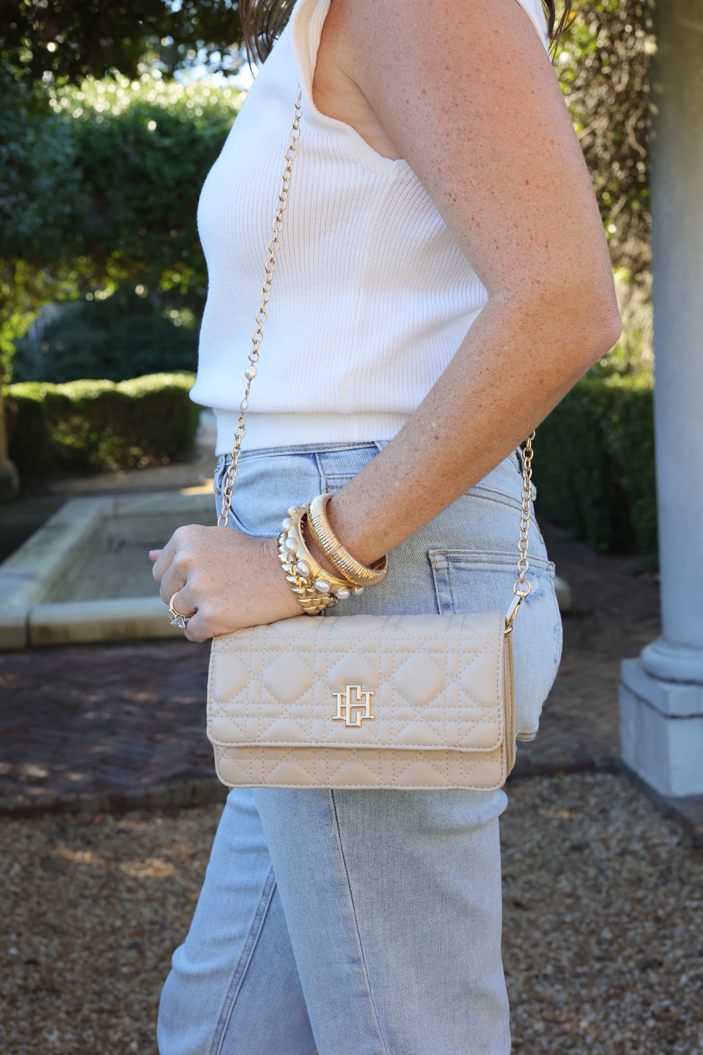 Brynleigh Clutch Crossbody Nude Quilted LQ