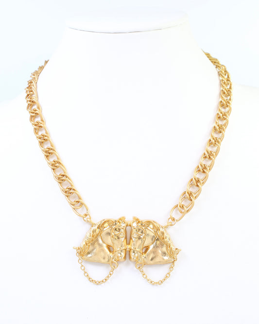 Double Horse Head Pendant Necklace WRVG