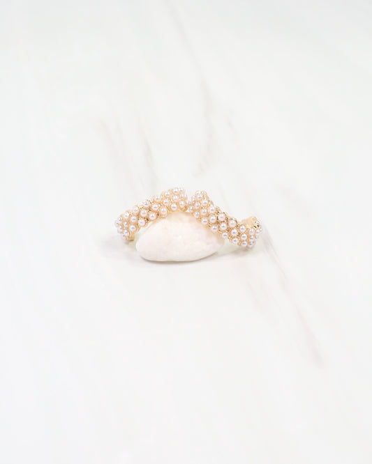 Morganton Pearl Pave Hoop Earring Gold