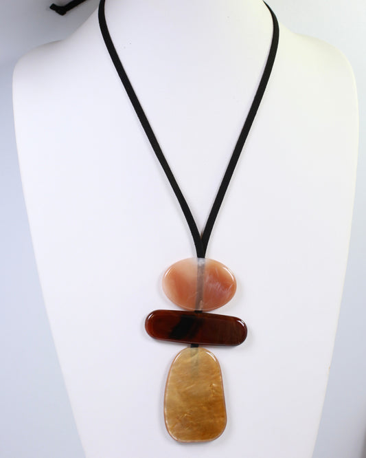 Amina Pull Tie Statement Necklace Brown