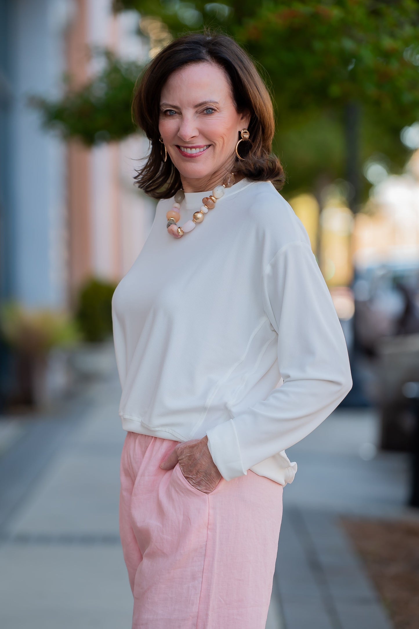 Jen Asymmetric Hem Lightweight Sweatshirt