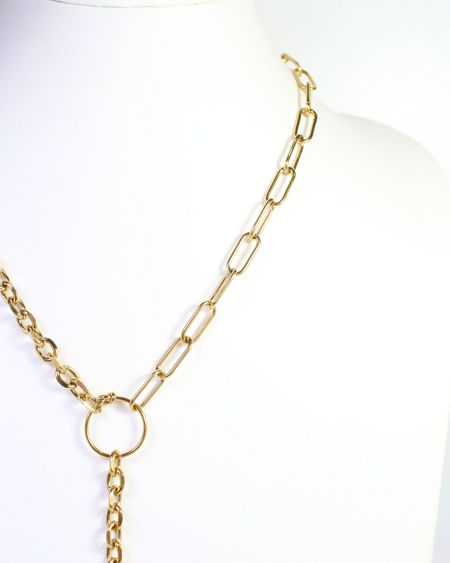 Corina Asymmetric Link Y Necklace WP Gold