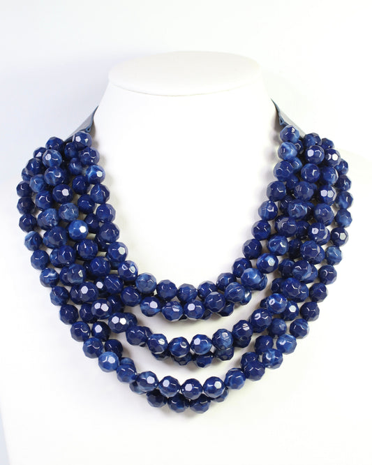 Cadence Multi Layered Beaded Necklace Navy