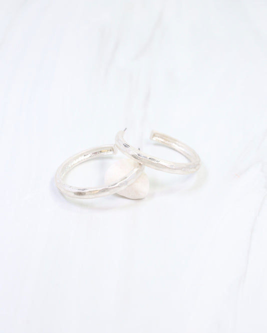 Hyde Park Hammered Hoop Earring Worn Silver