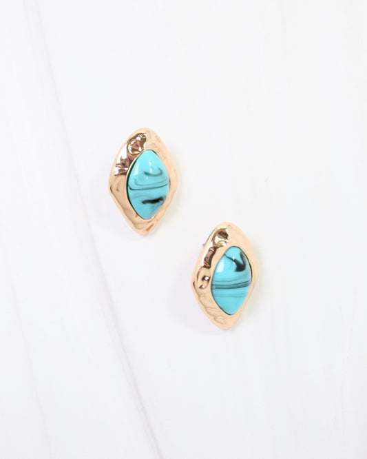 Madrid Hammered Gold Trim Earring Turquoise