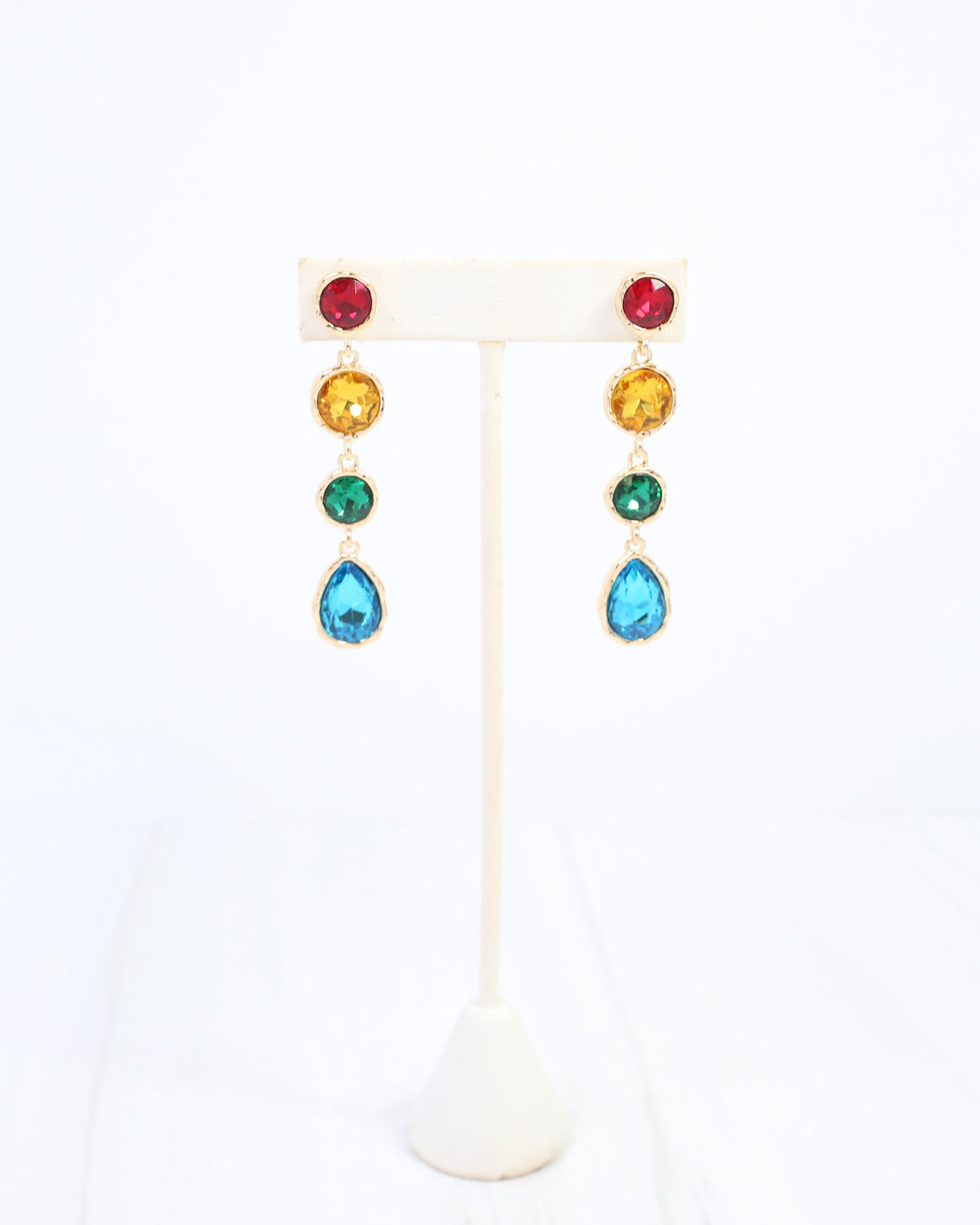 Sailish Linear Crystal Dangle Earring Dark Multi