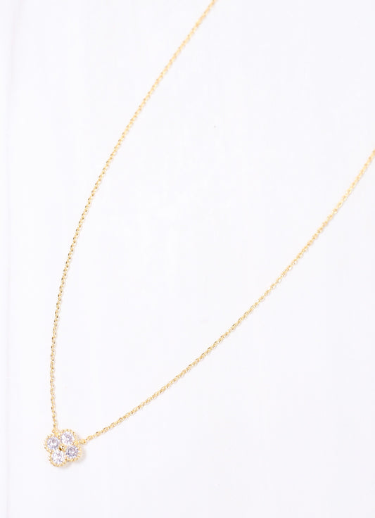 Curry CZ Clover Necklace GOLD