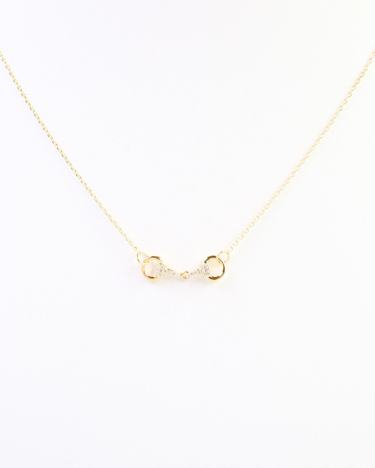 Sullivan Pave CZ Horsebit Necklace WR Gold