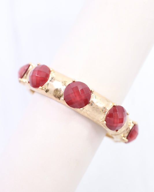 Mazie Faceted Stone Stretch Bracelet Burgundy