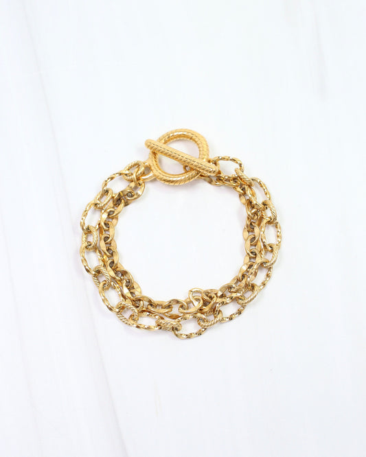 Kennon Double Strand Link Bracelet WP Gold