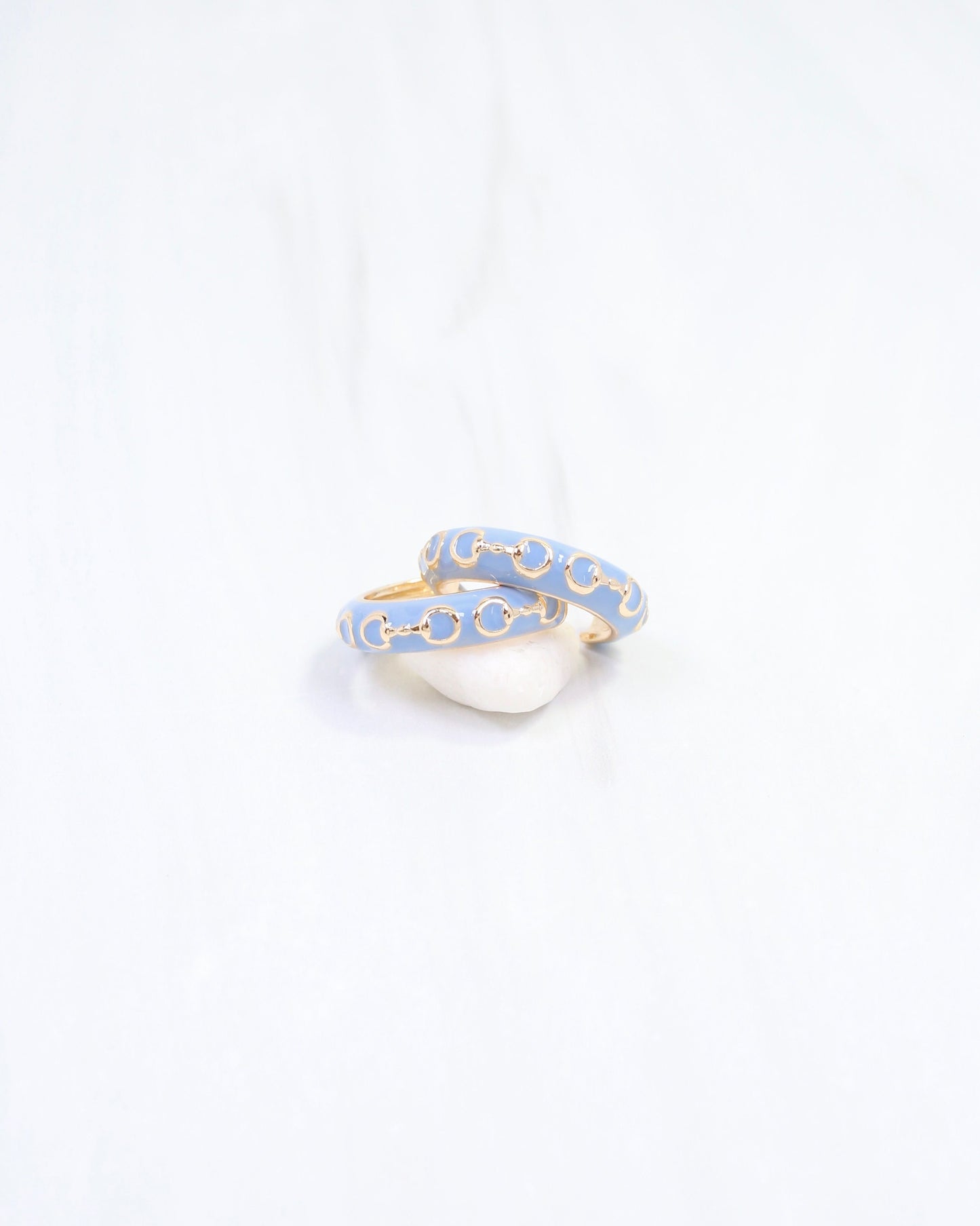 Kaylene Horsebit Hoop Earring Blue