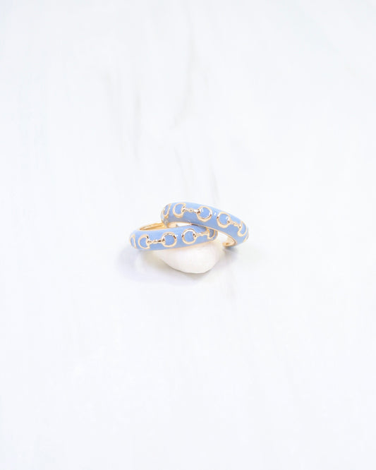 Kaylene Horsebit Hoop Earring Blue