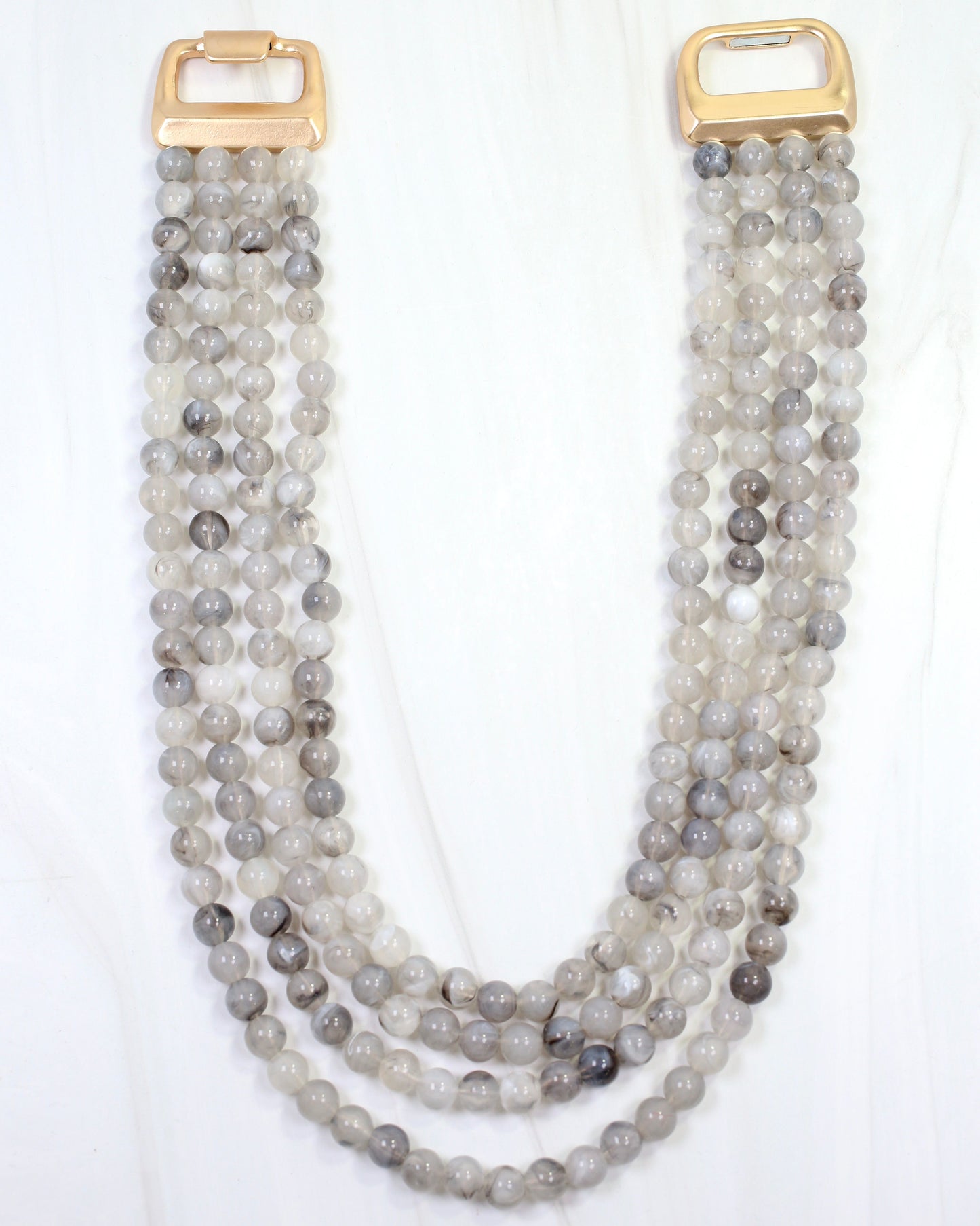 Micah Beaded Buckle Necklace Grey