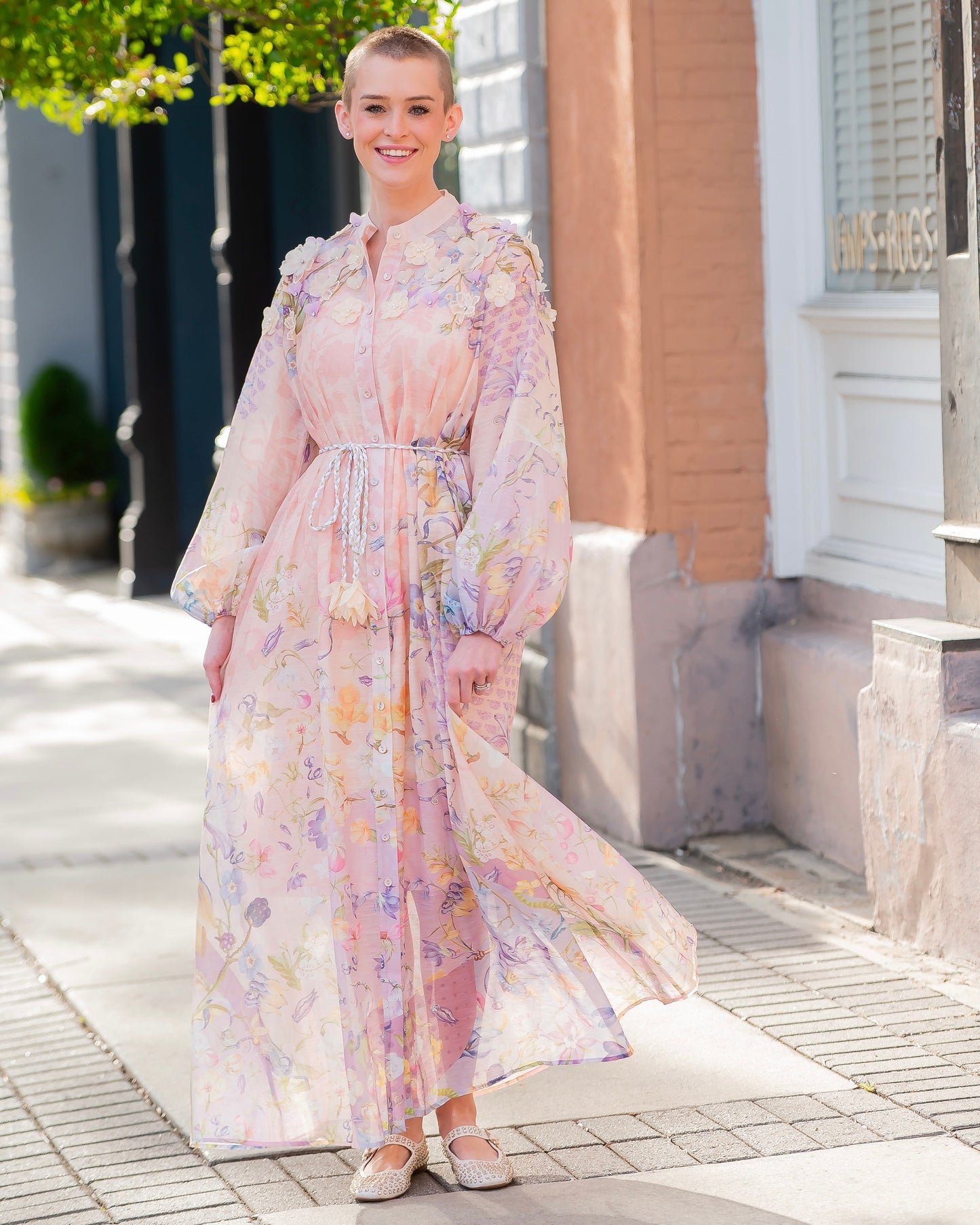 Abigail Lavender Floral Button Down Dress