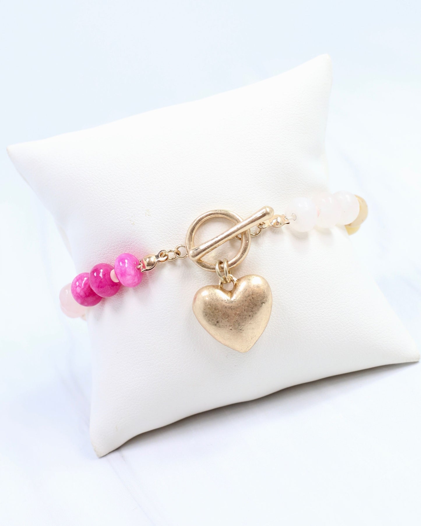 Allen Stretch Bracelet with Heart Pink Multi