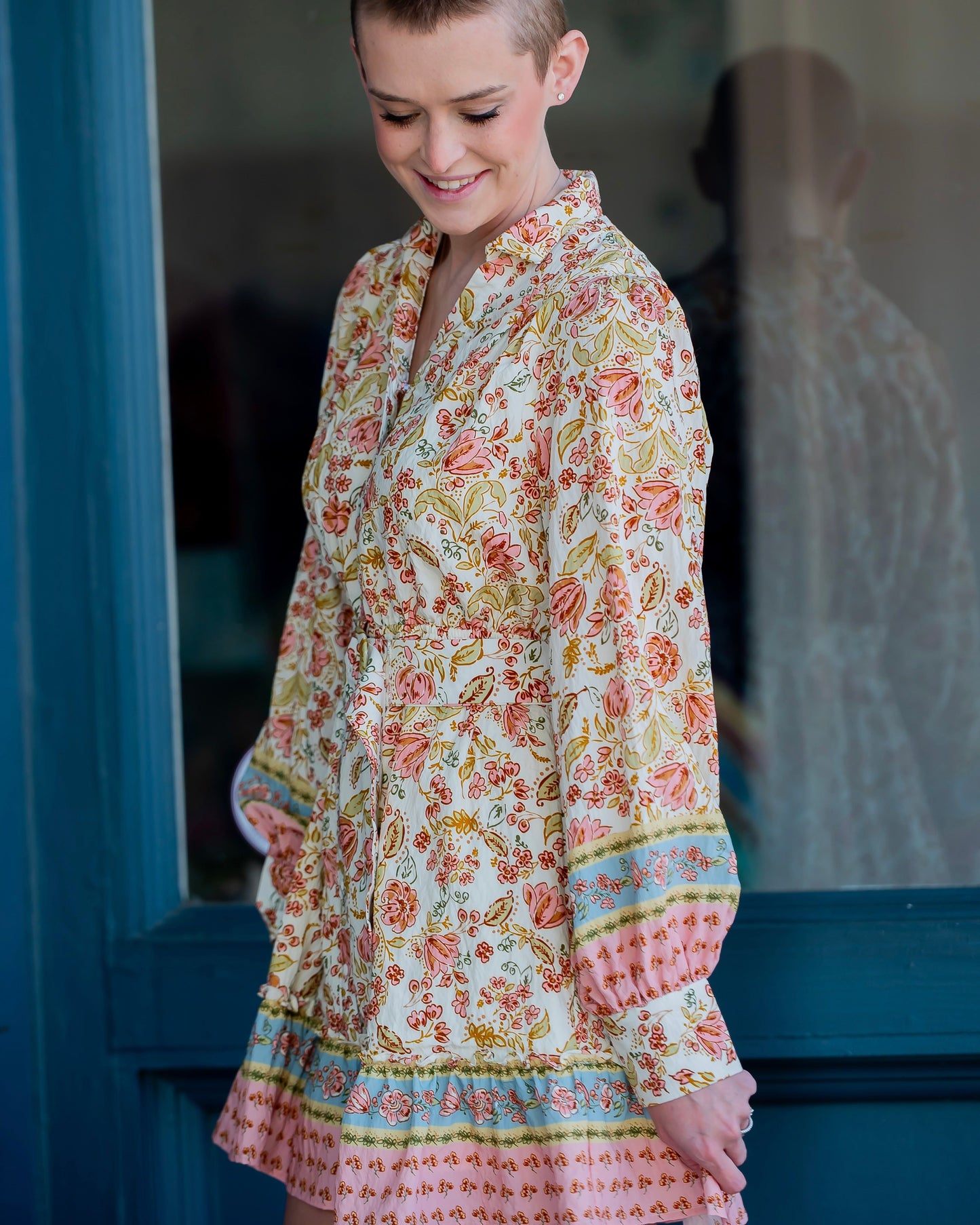 Joliet Printed Self Tie Belt Shirt Dress