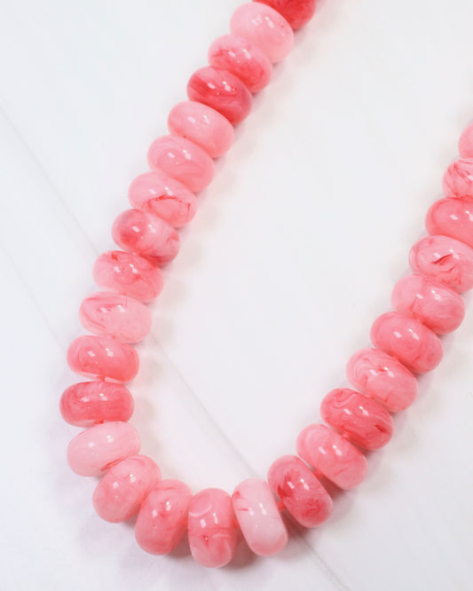 Pipestone Marble Beaded Necklace Pink