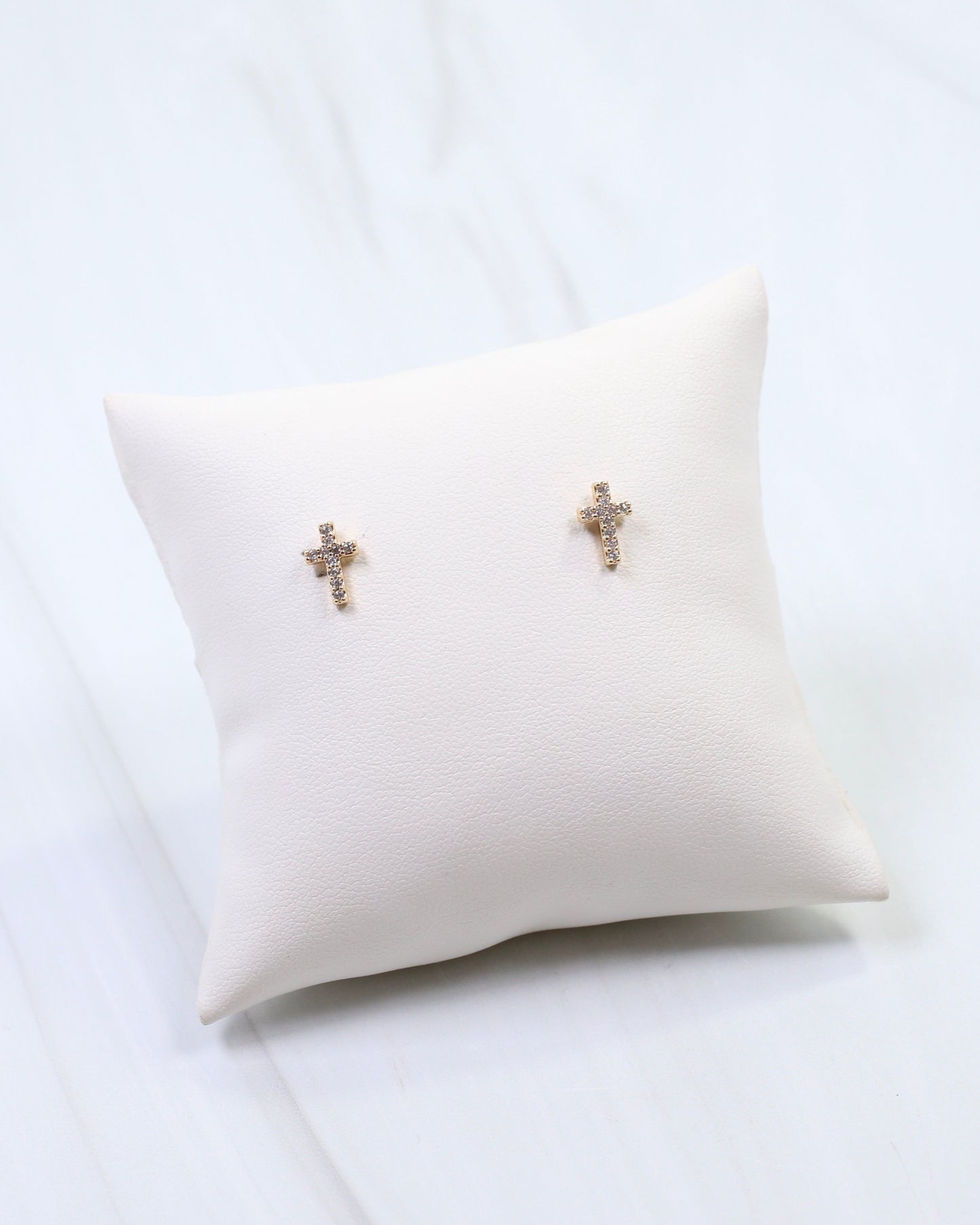 Aveline CZ Cross Stud Earring Gold