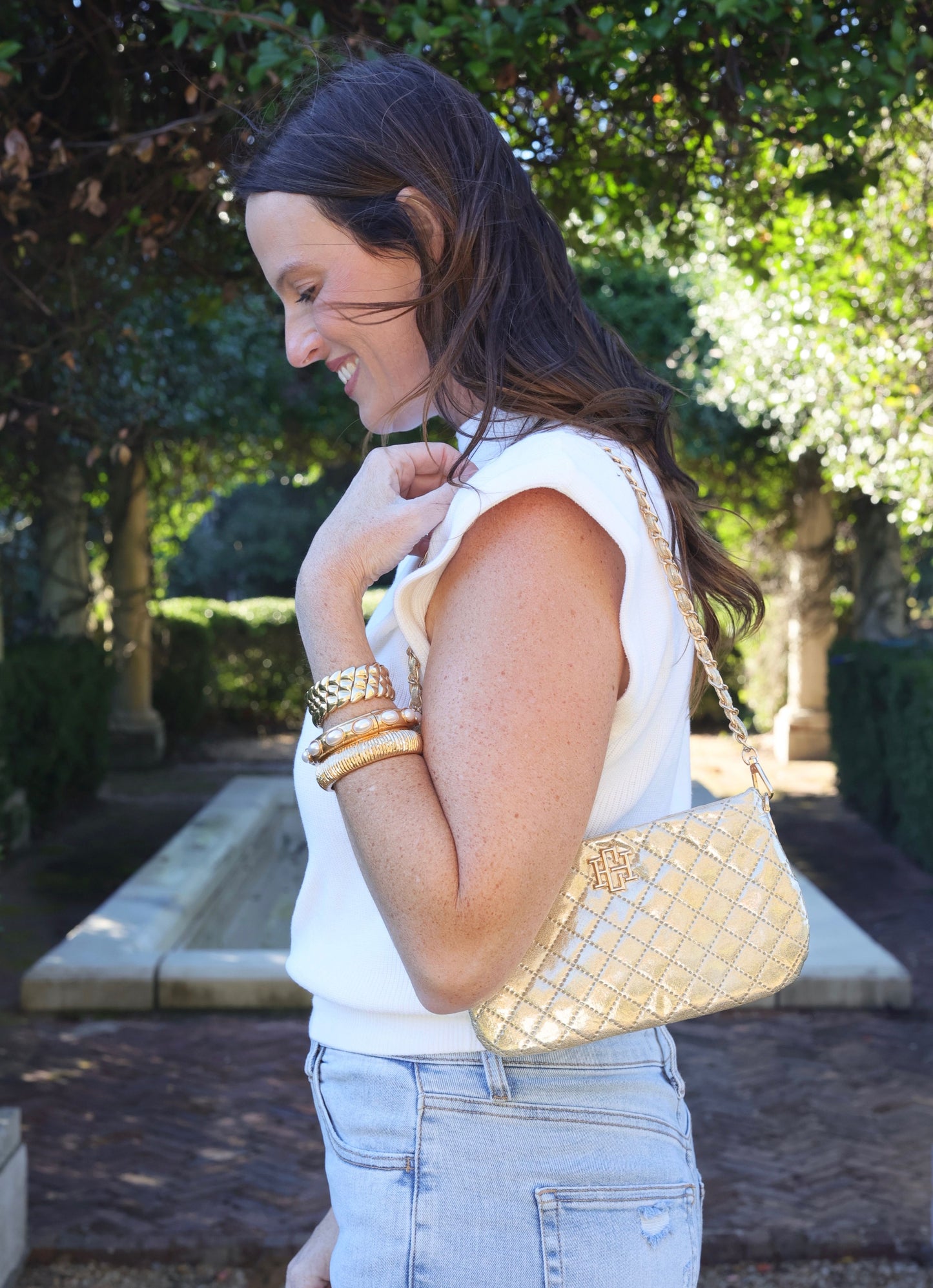 Livi Quilted Crossbody Champagne Pop